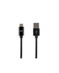 Monoprice USB 2.0 Type-C to Type-A Charge and Sync Nylon-Braid Cable - 1.5 Feet - Black, Up to 480Mbps, Fast Charging, Aluminum Connectors
